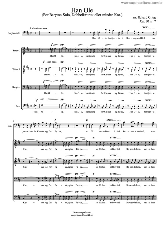 Partitura da música Han Ole