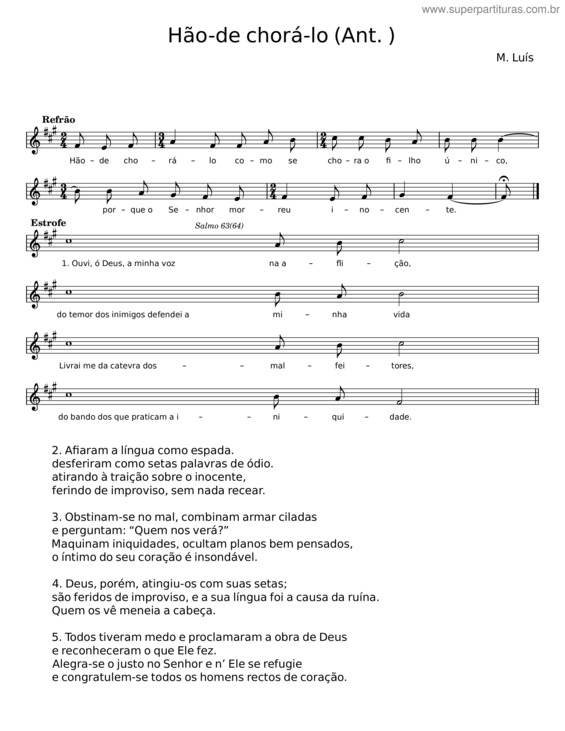 Partitura da música Hão-De Chorá-Lo