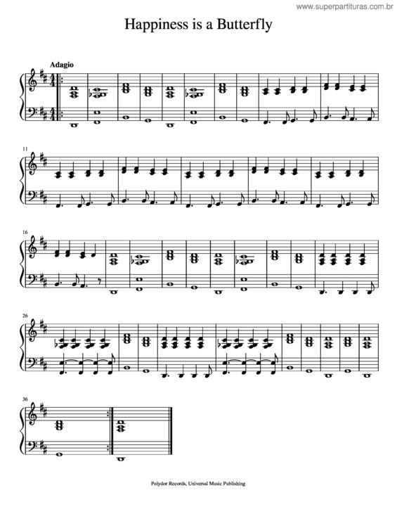 Partitura da música Happiness Is A Butterfly