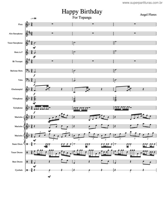 Partitura da música Happy Birthday v.5