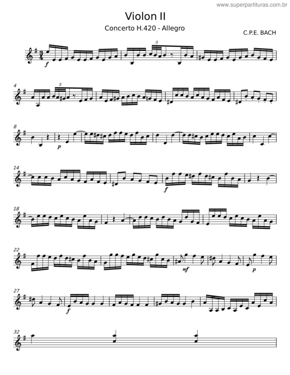 Partitura da música Harpsichord Concerto In D Minor, H.420 – Carl Philipp Emanuel Bach