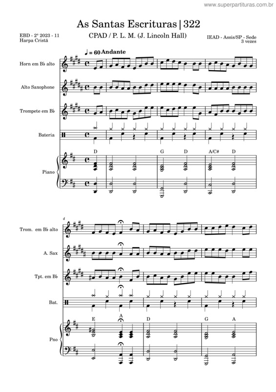 Partitura da música Hc 322