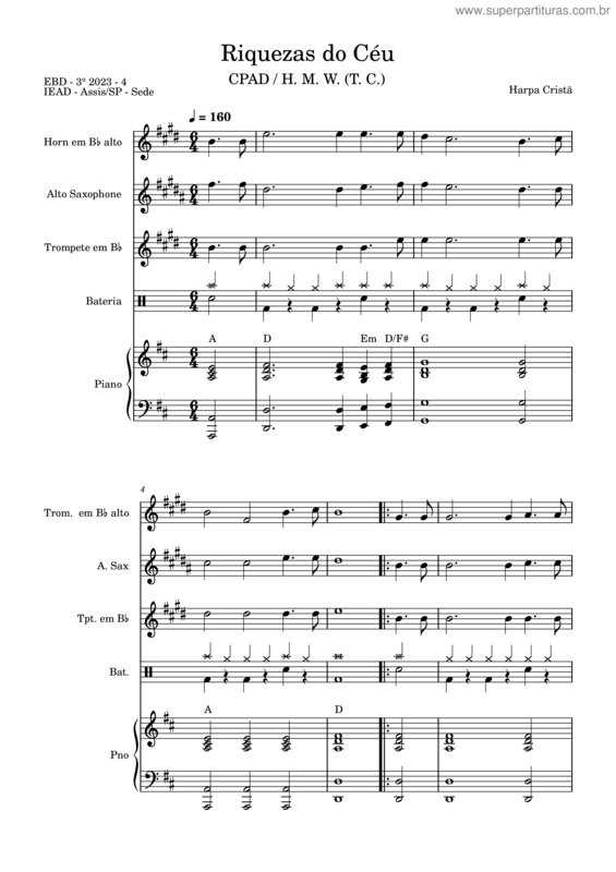 Partitura da música Hc 598