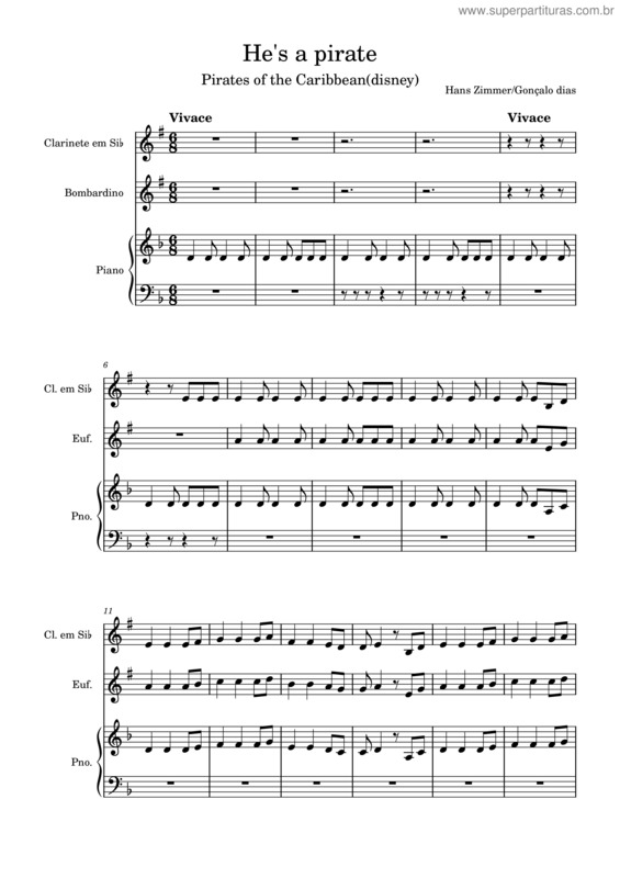 Partitura da música He`S A Pirate v.5