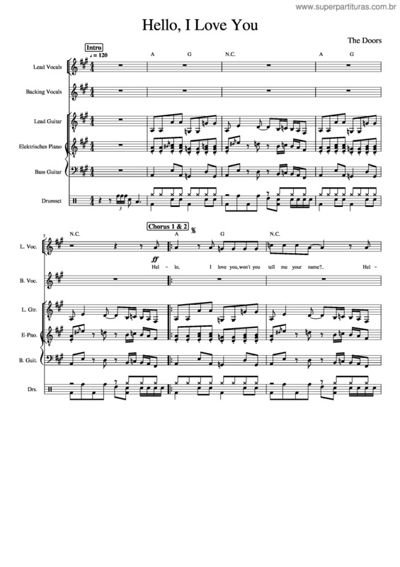 Partitura da música Hello, I Love You