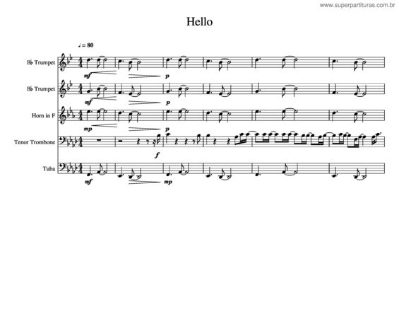 Partitura da música Hello Brass Quintet