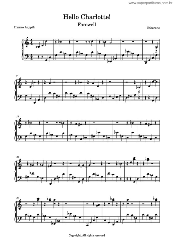 Partitura da música Hello Charlotte v.2