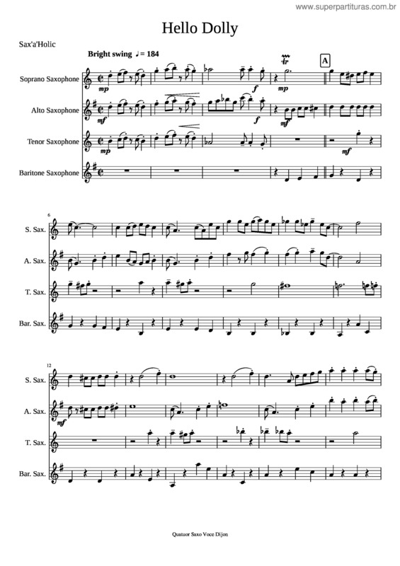 Partitura da música Hello Dolly v.5