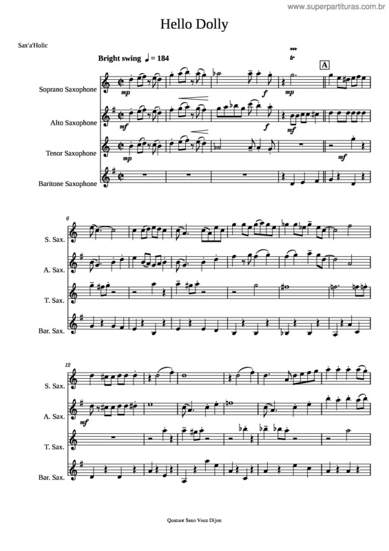 Partitura da música Hello Dolly v.6