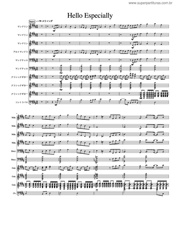 Partitura da música Hello Especially