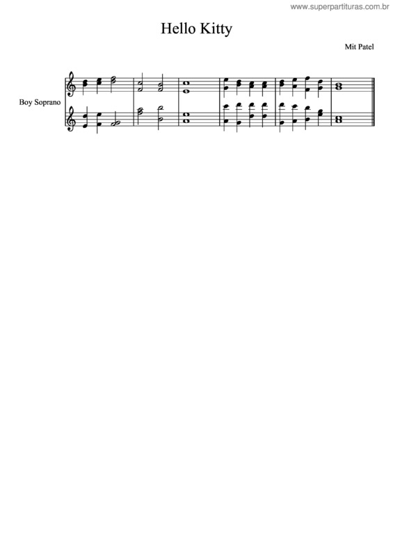 Partitura da música Hello Kitty v.2