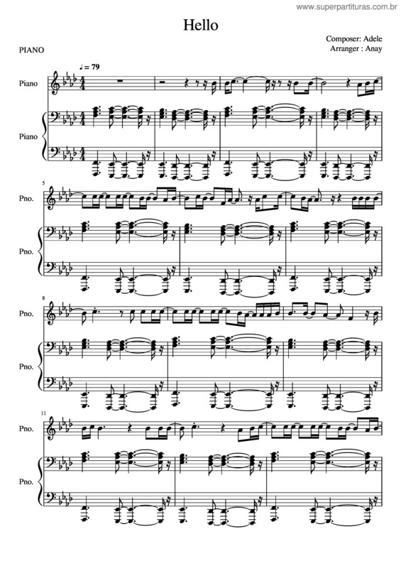 Partitura da música Hello L Adele L Full Song L