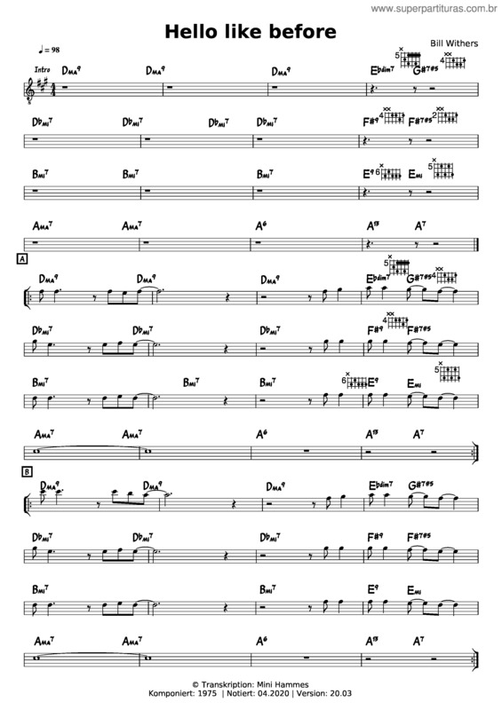 Partitura da música Hello Like Before