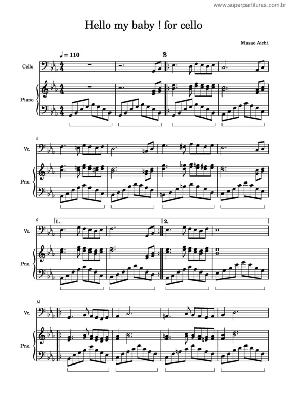 Partitura da música Hello My Baby ! For Cello