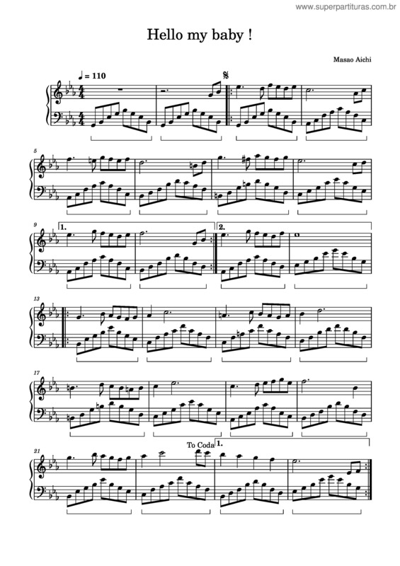 Partitura da música Hello My Baby !