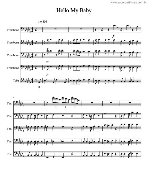 Partitura da música Hello My Baby, Hello My Honey