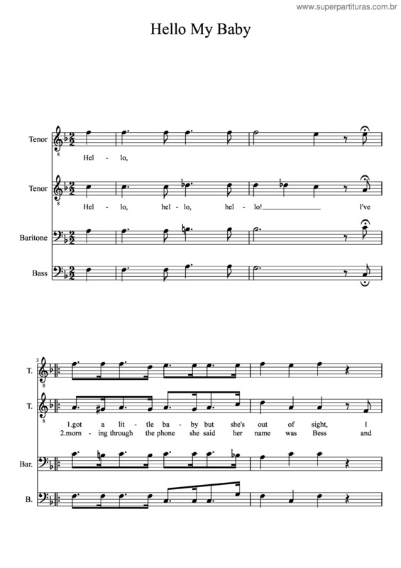 Partitura da música Hello My Baby v.2