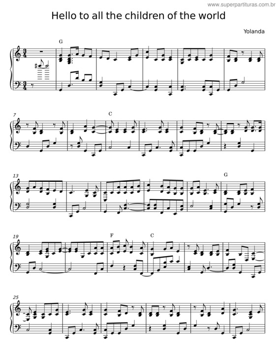 Partitura da música Hello To All The Children Of The World