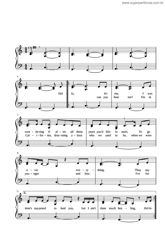 Partitura da música Hello v.27