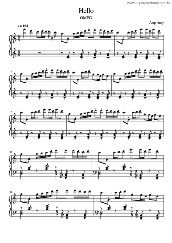 Partitura da música Hello v.30