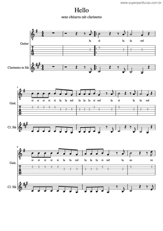 Partitura da música Hello v.40