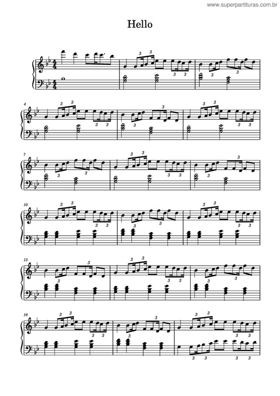 Partitura da música Hello v.54