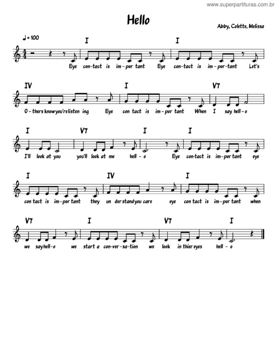 Partitura da música Hello v.56