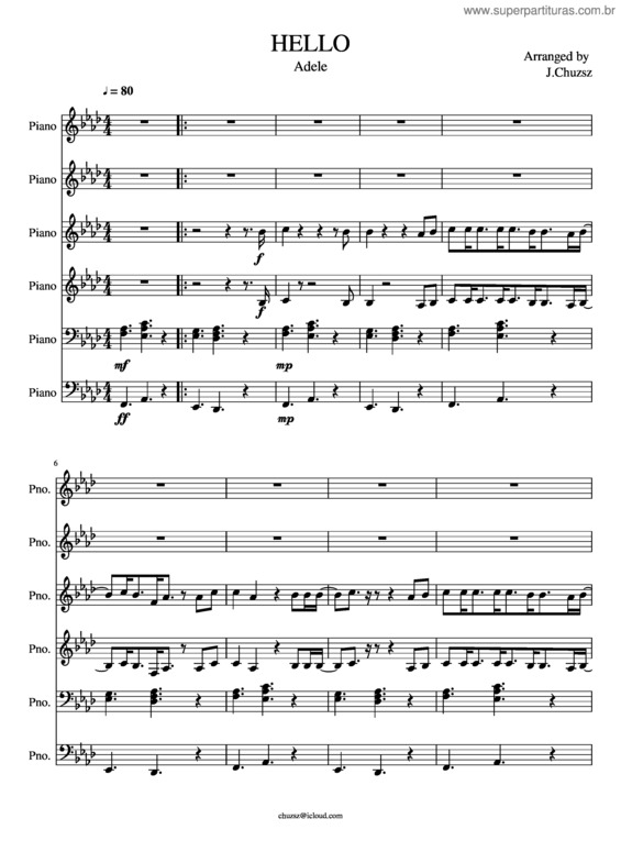 Partitura da música Hello v.57