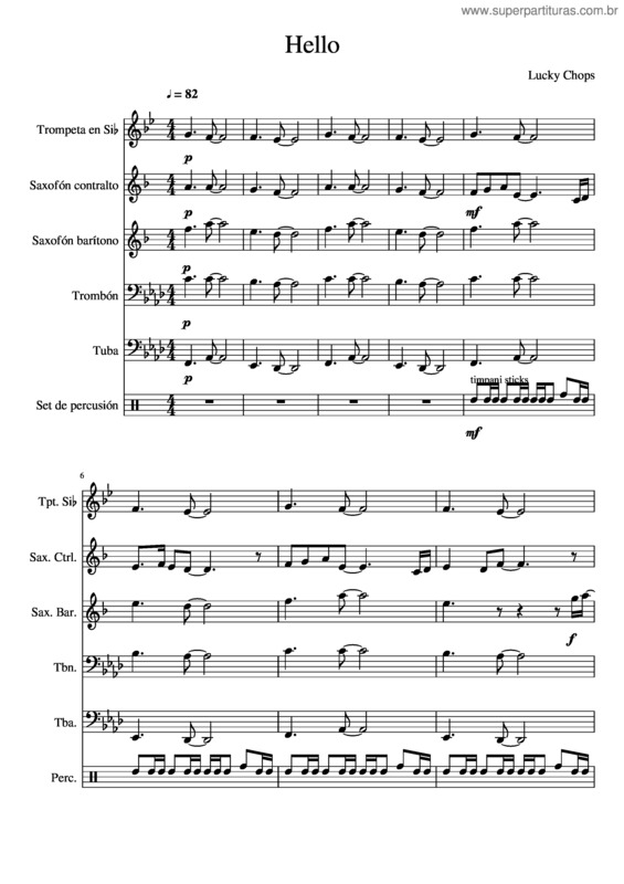 Partitura da música Hello v.60