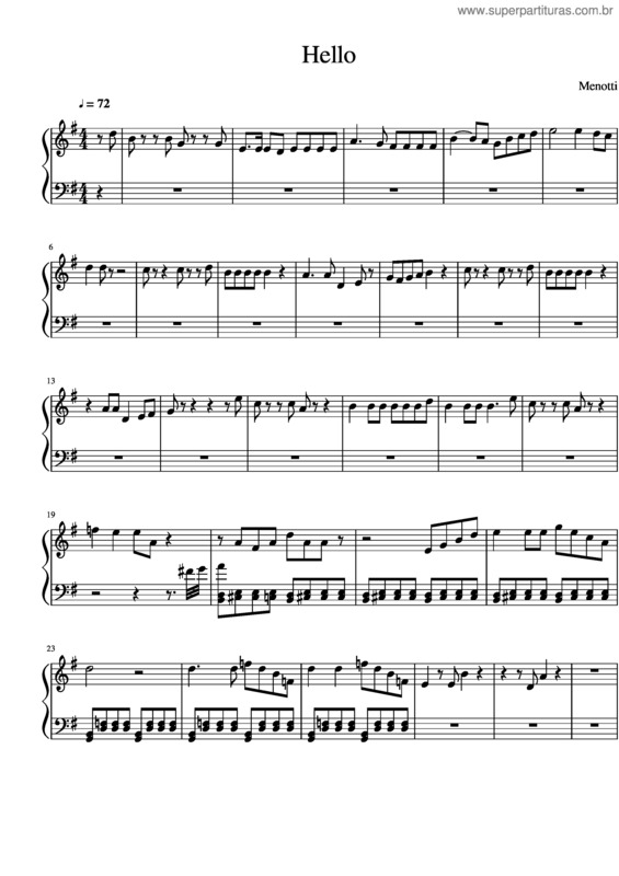 Partitura da música Hello v.61