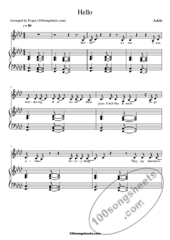 Partitura da música Hello v.8