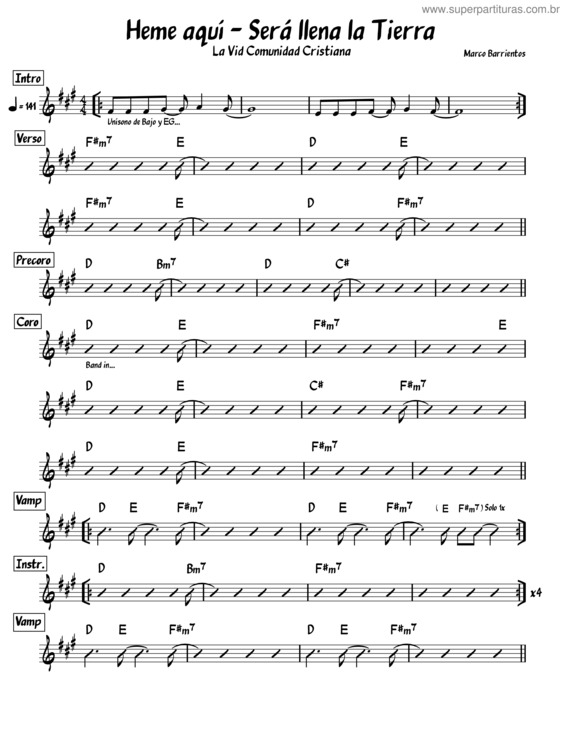 Partitura da música Heme Aquí v.2