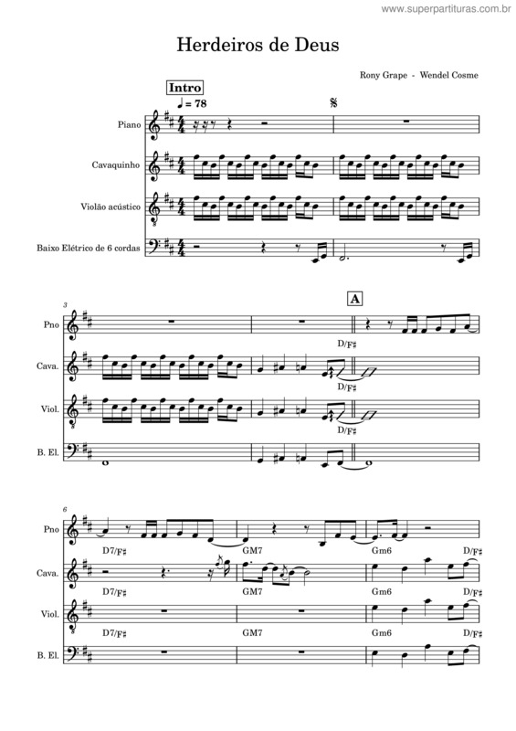 Partitura da música Herdeiros De Deus