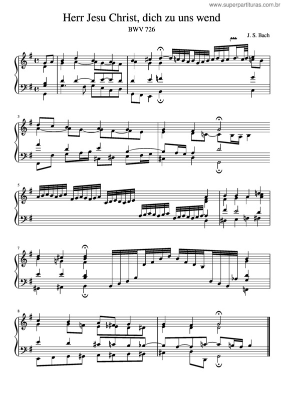 Partitura da música Herr Jesu Christ, Dich Zu Uns Wend, Bwv 726