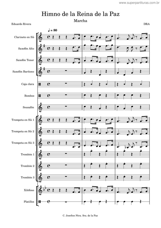 Partitura da música Himno De La Reina De La Paz