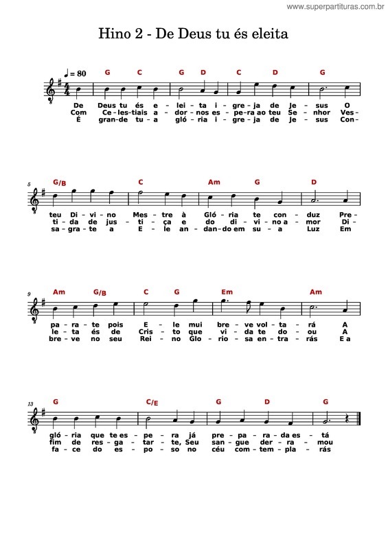 Partitura da música Hino 2 v.2