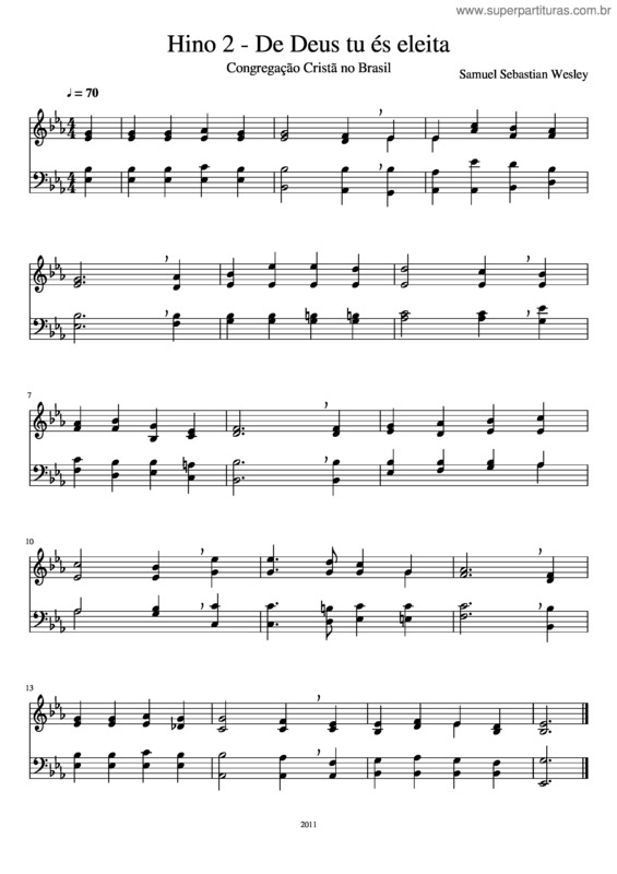 Partitura da música Hino 2