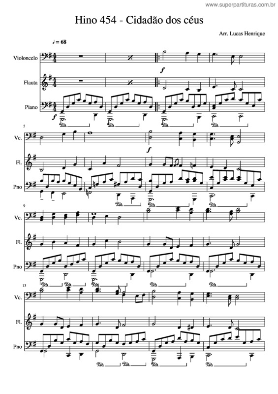 Partitura da música Hino 454