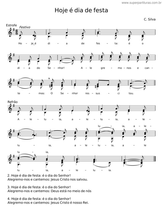 Partitura da música Hoje É Dia De Festa