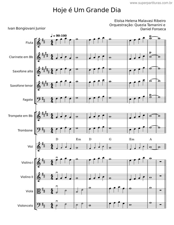 Partitura da música Hoje É Um Grande Dia