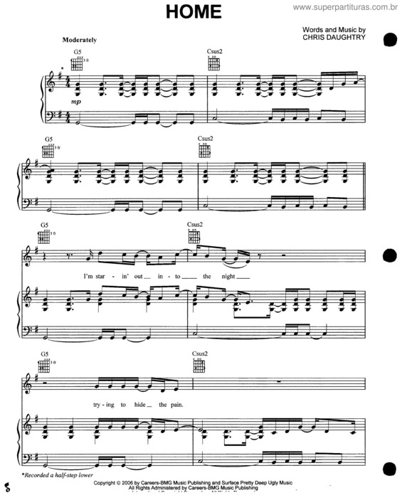 Partitura da música Home v.7