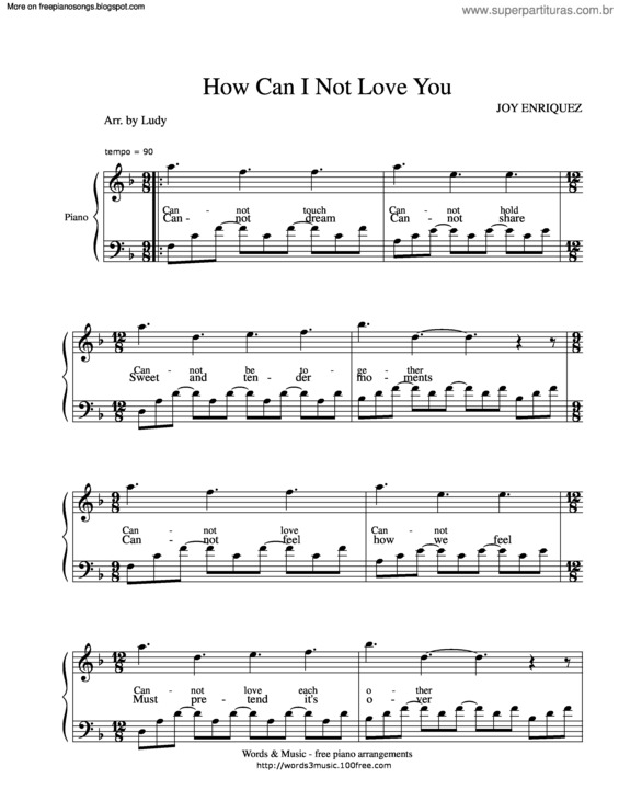 Partitura da música How Can I Not Love You v.2