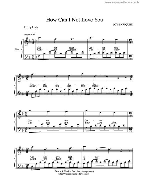 Partitura da música How Can I Not Love You