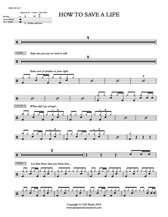 Partitura da música How to Save a Life v.2