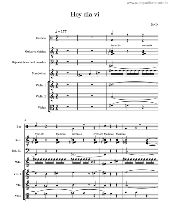 Partitura da música Hoy Dia Vi