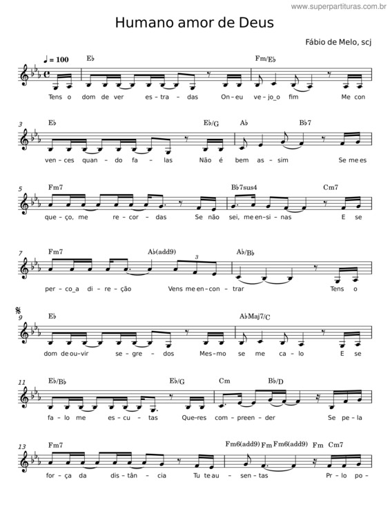 Partitura da música Humano Amor De Deus