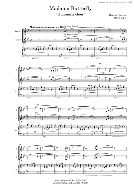 Partitura da música Humming Choir From Madama Butterfly v.2