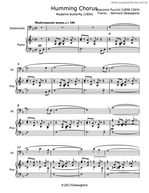 Partitura da música Humming Chorus