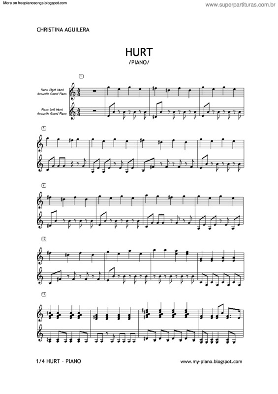 Partitura da música Hurt v.3