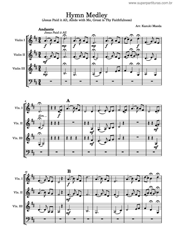 Partitura da música Hymn Medley